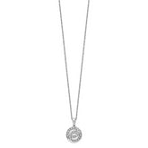 Sterling Silver Diamond Circle Necklace with Polished Rhodium Finish